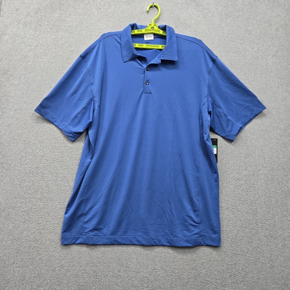 Nike Men Polo Shirt XL Blue Dri Fit Swoosh Logo Embroidered Short Sleeve NWT